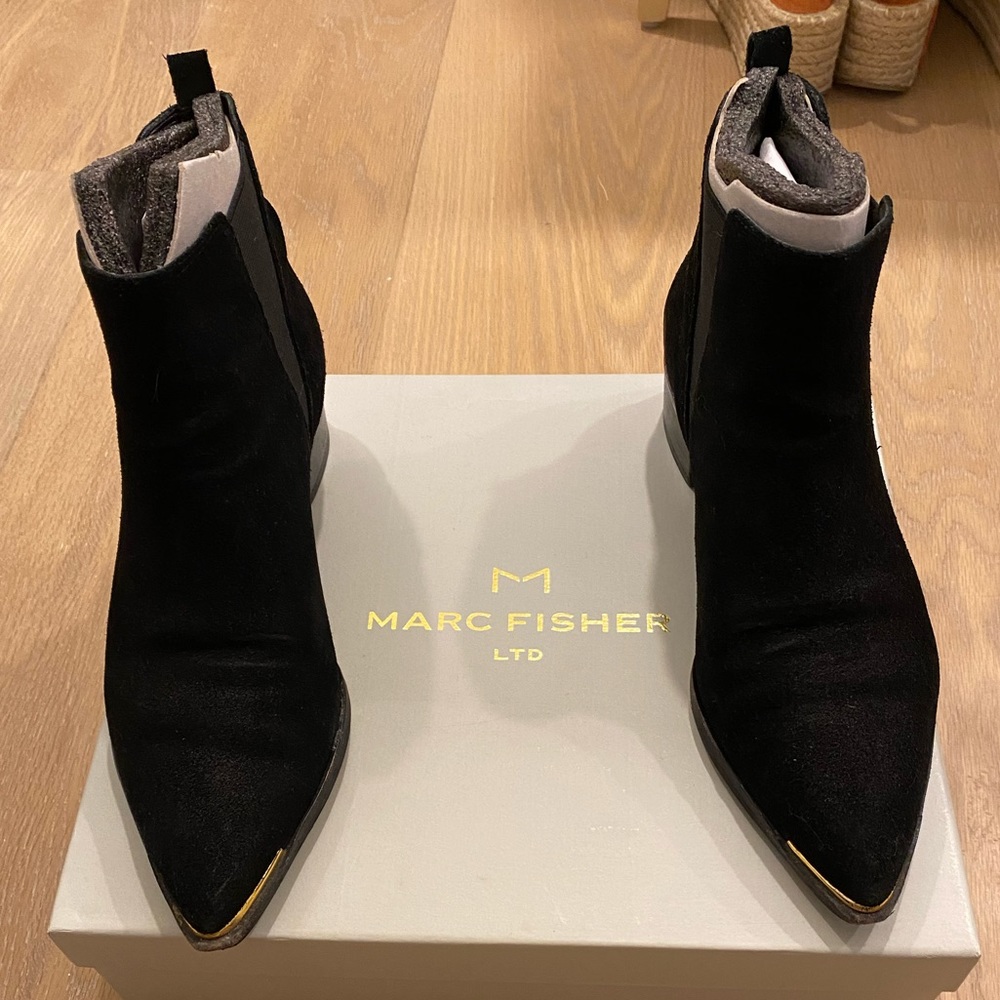 Marc Fisher Ankle Chelsea Bootie (6.5, Suede Black)